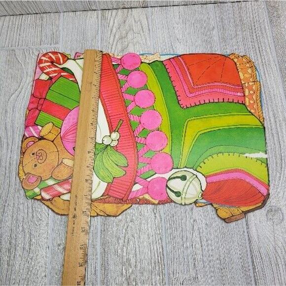 Vintage Christmas Diecut 2 Sided Wall Window Snowman Angel Santa Stocking 4pc - Picture 11 of 11